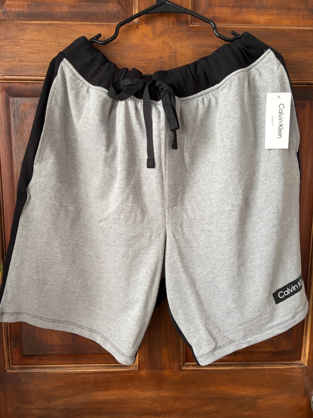Calvin Klein Men’s Light Gray & Black Athletic Drawstring Shorts